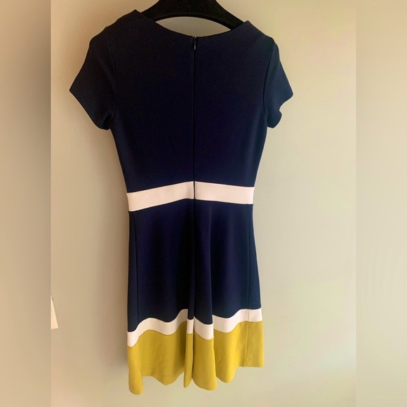 Hobbs London Color Fall Block Dress Navy Blue White Gold Women’s US 4 S Career - Picture 3 of 6